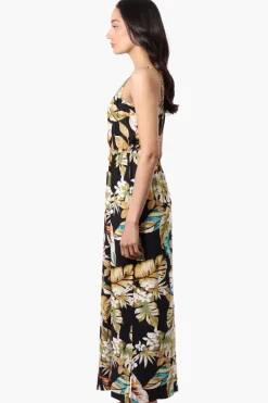 International INC Company Floral Spaghetti Strap Maxi Dress - Black