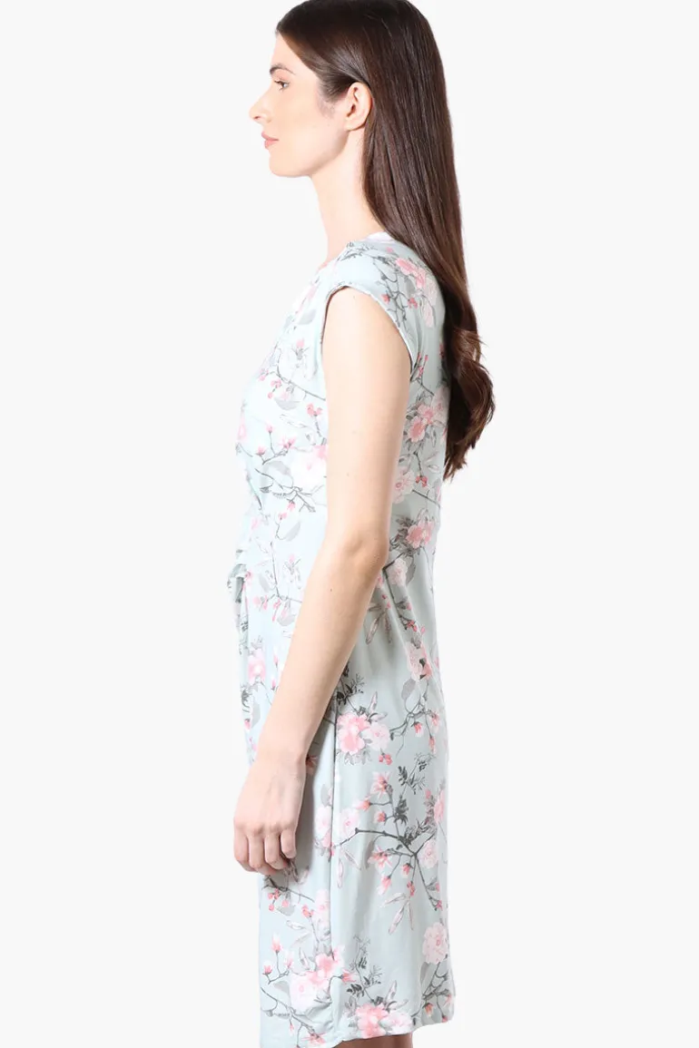 International INC Company Floral Cap Sleeve Day Dress - Mint