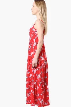 International INC Company Floral Spaghetti Strap Maxi Dress - Red