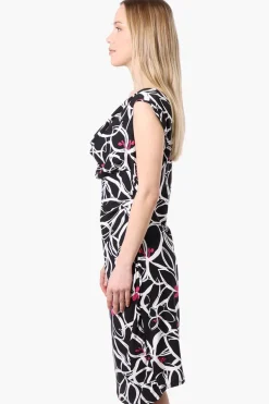International INC Company Floral Cowl Neck Day Dress - Black