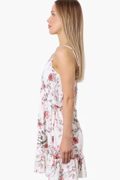 International INC Company Floral Smocked Day Dress - White