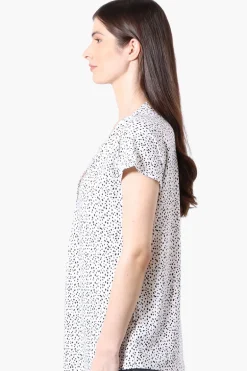 International INC Company Dotted Short Sleeve Blouse - White