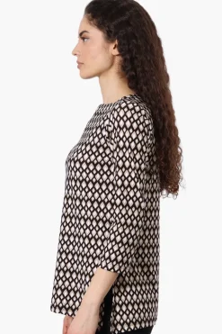 International INC Company Patterned 3/4 Sleeve Blouse - Black