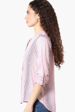 International INC Company Dotted Hidden Button Blouse - Pink