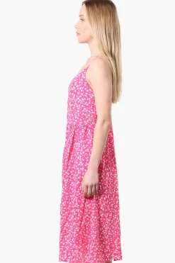 International INC Company Floral Button Down Midi Dress - Pink