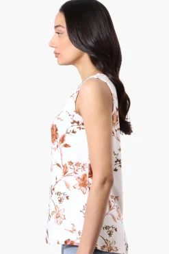 International INC Company Floral Square Neck Tank Top - White
