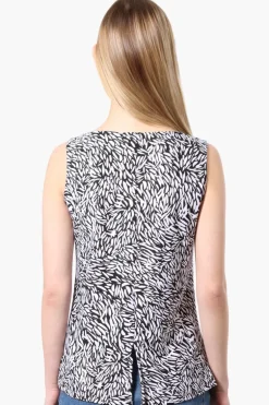 International INC Company Patterned Square Neck Tank Top - Black