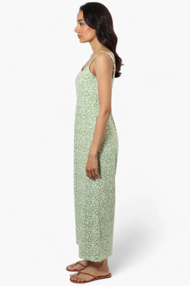International INC Company Floral Spaghetti Strap Jumpsuit - Green
