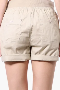 International INC Company Tie Waist Cotton Shorts - Beige