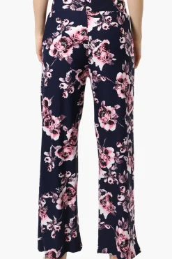International INC Company Floral Wide Leg Pants - Navy