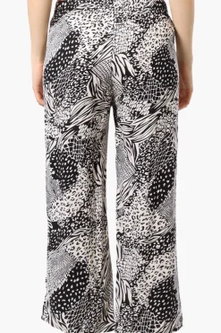 International INC Company Patterned Tie Waist Cropped Pants - Black