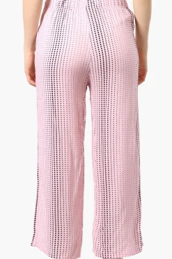 International INC Company Dotted Tie Waist Cropped Pants - Pink