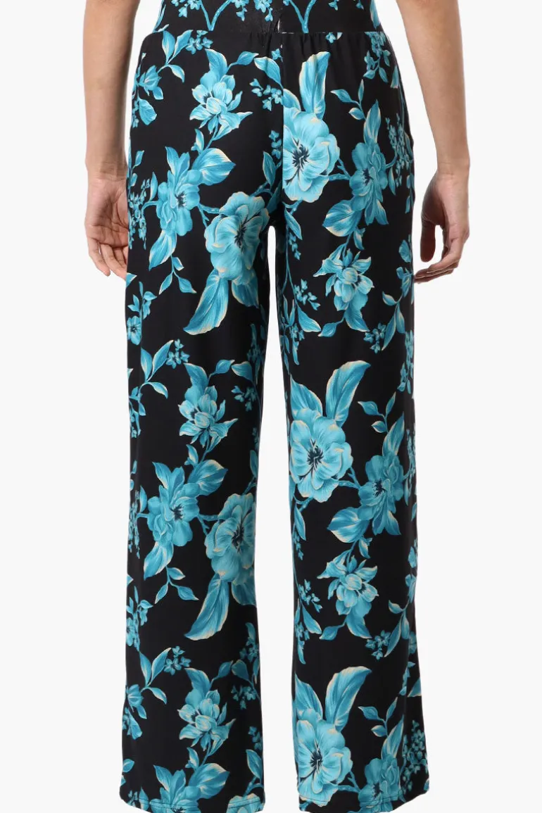 International INC Company Floral Wide Leg Pants - Black