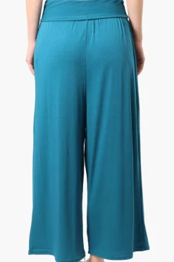 International INC Company Solid Fold Over Cropped Pants - Teal