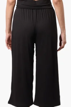 International INC Company Solid Fold Over Cropped Pants - Black