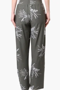 International INC Company Leaf Pattern Wide Leg Pants - Olive