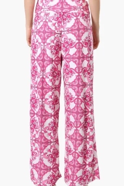 International INC Company Patterned Fold Over Palazzo Pants - Pink