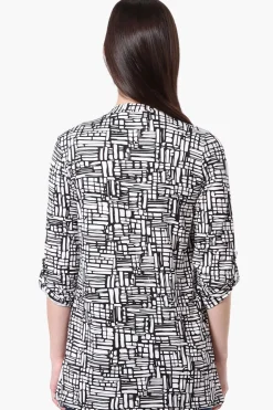 International INC Company Patterned Roll Up Sleeve Wrap Cardigan - White