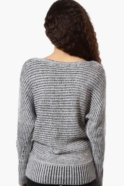International INC Company Ribbed Boat Neck Pullover Sweater - Grey