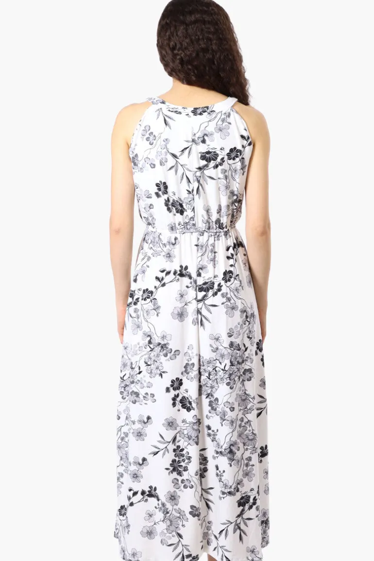International INC Company Floral Halter Neck Midi Dress - White