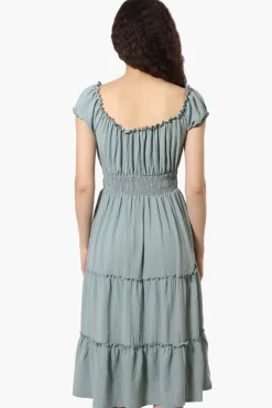 International INC Company Tiered Smocked Waist Maxi Dress - Mint