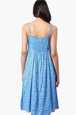 International INC Company Floral Button Down Midi Dress - Blue
