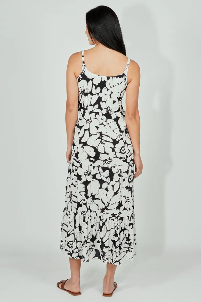 International INC Company Floral Tiered Maxi Dress - Black