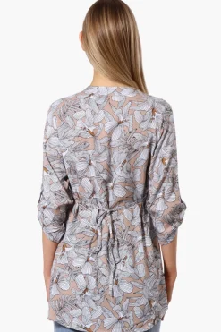 International INC Company Floral Pintuck Blouse - Peach