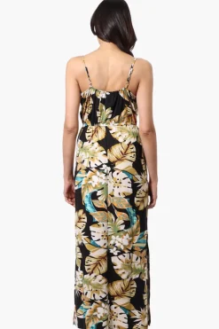 International INC Company Floral Spaghetti Strap Maxi Dress - Black