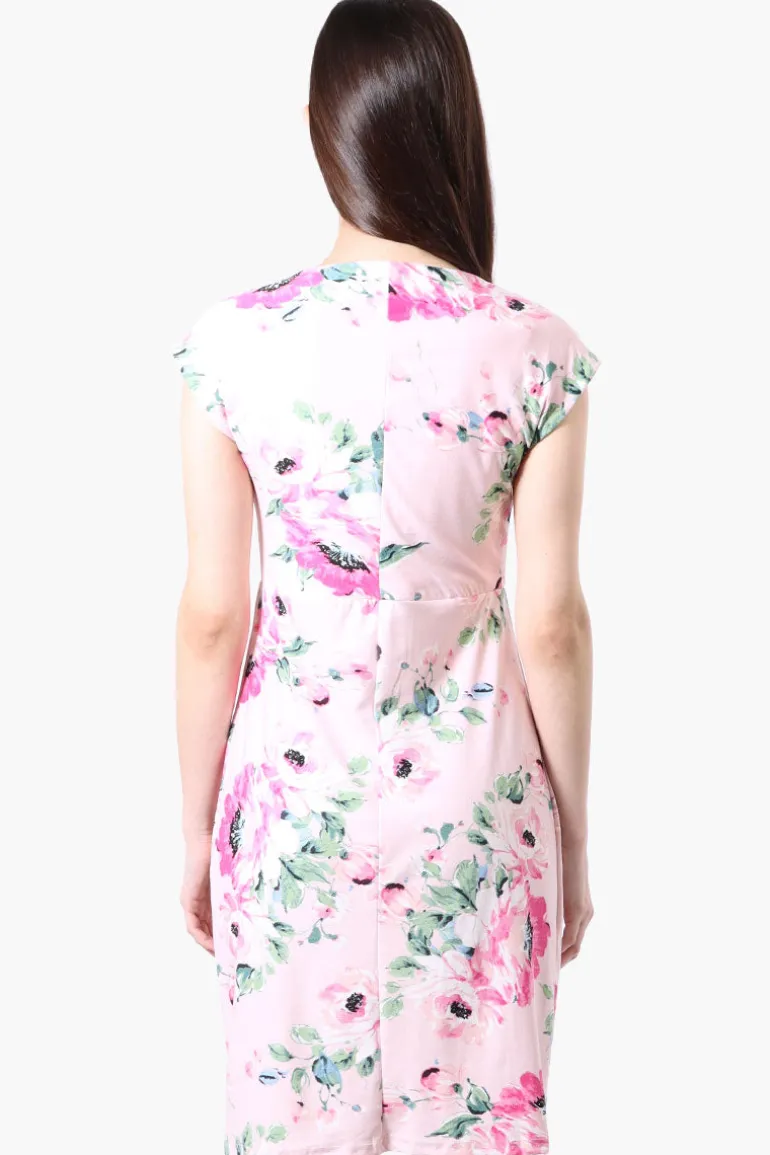 International INC Company Floral Cap Sleeve Day Dress - Blush