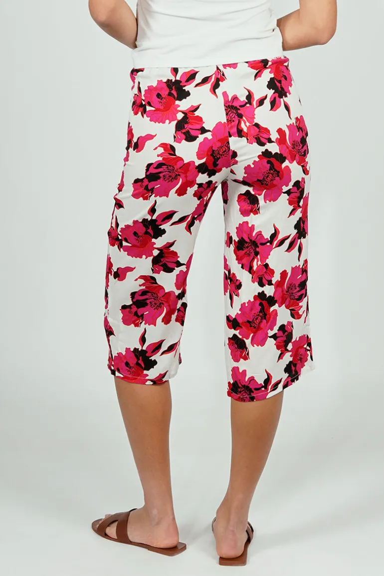 International INC Company Belted Floral Culotte Pants - White