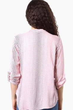 International INC Company Dotted Hidden Button Blouse - Pink