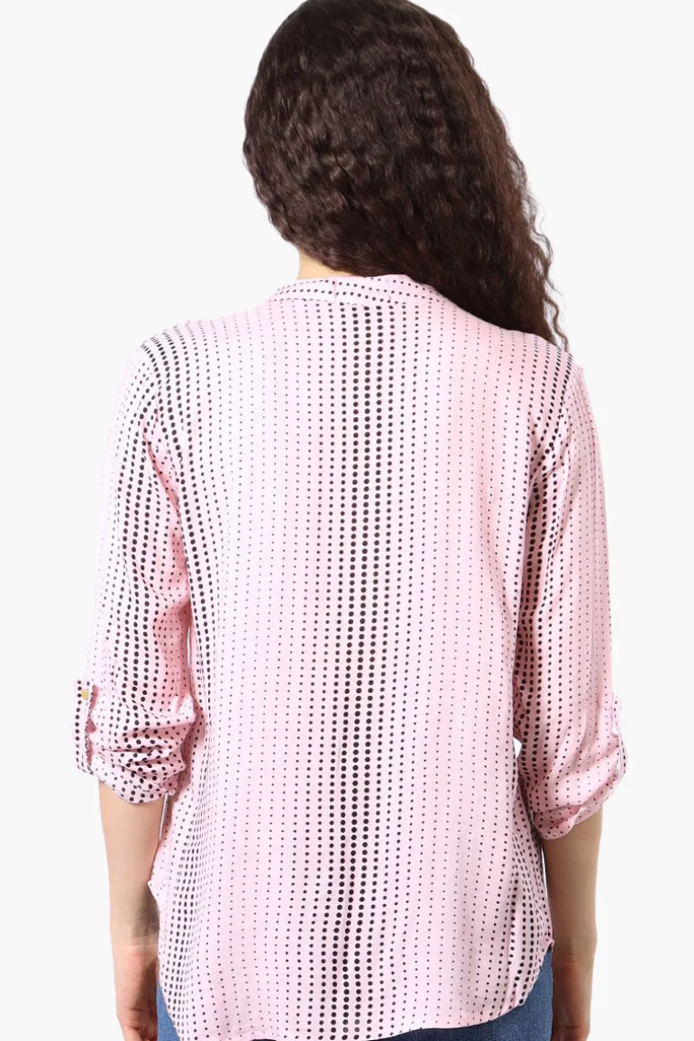 International INC Company Dotted Hidden Button Blouse - Pink