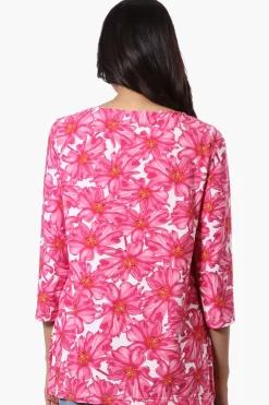 International INC Company Floral 3/4 Sleeve Blouse - Pink