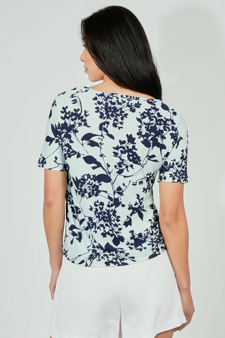 International INC Company Floral Drawstring Detail Tee - Blue