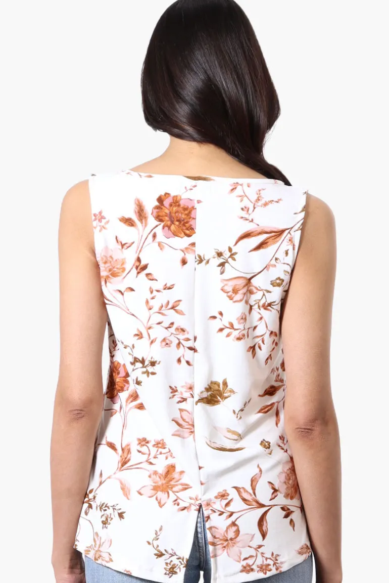 International INC Company Floral Square Neck Tank Top - White