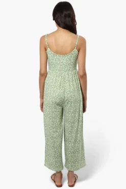 International INC Company Floral Spaghetti Strap Jumpsuit - Green