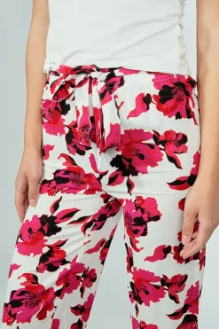 International INC Company Belted Floral Culotte Pants - White