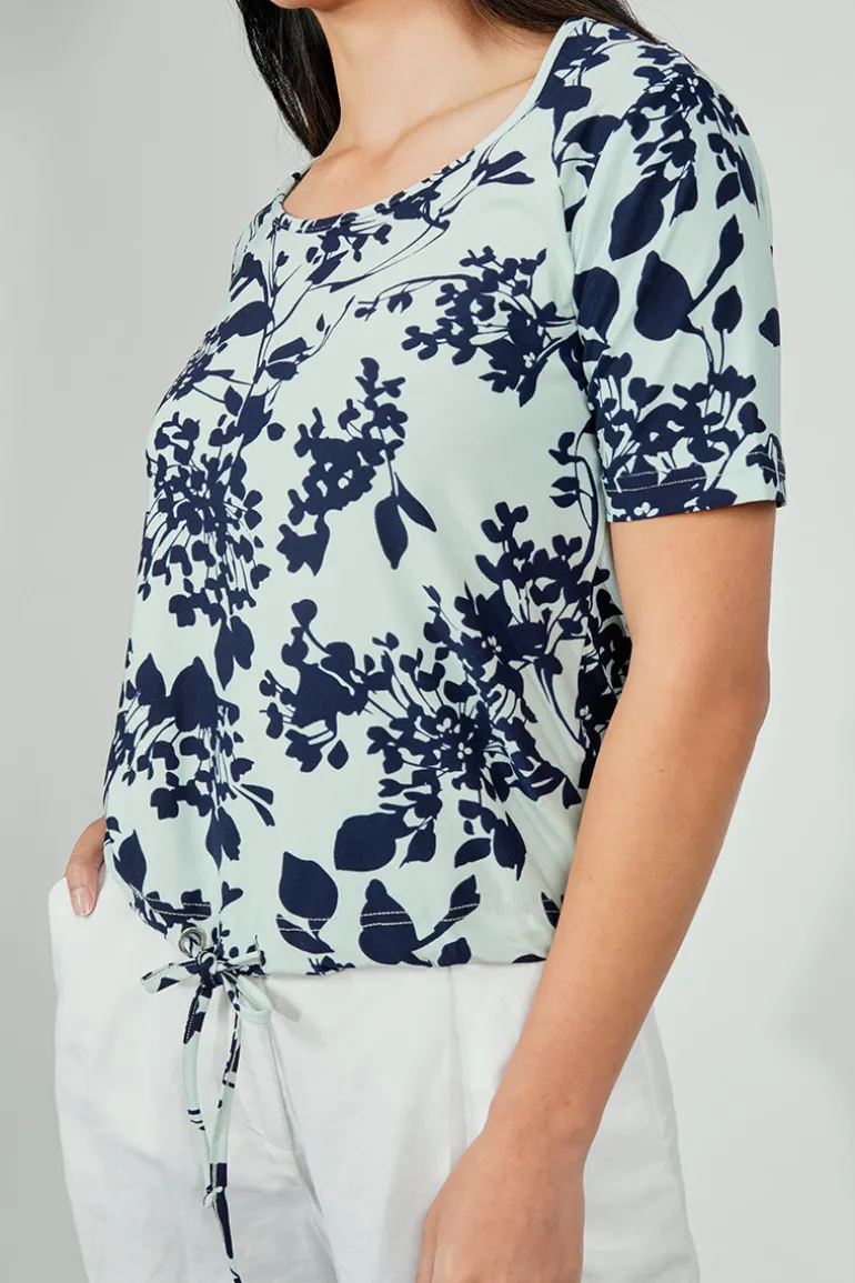 International INC Company Floral Drawstring Detail Tee - Blue