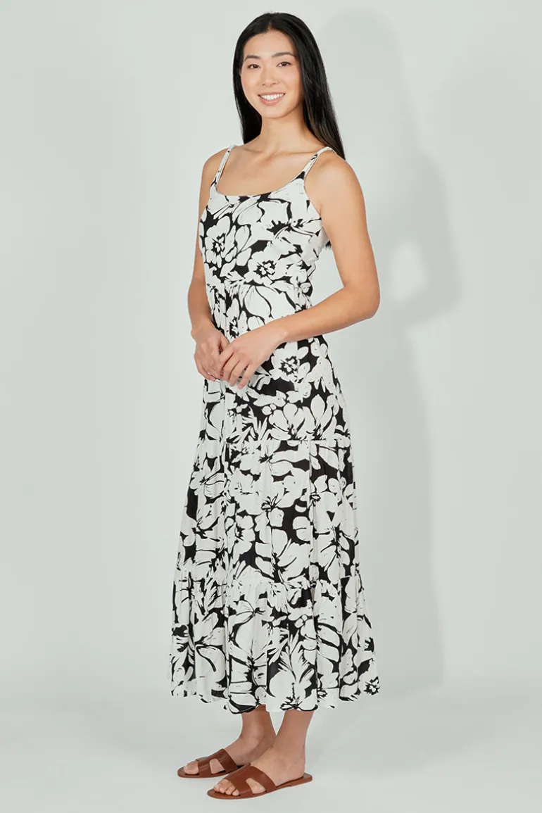 International INC Company Floral Tiered Maxi Dress - Black