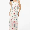 Limite Butterfly Pattern Sleeveless Tank Maxi Dress - White