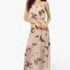 Limite Butterfly Pattern Sleeveless Tank Maxi Dress - Taupe