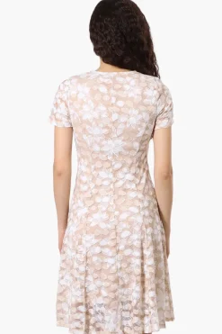 Limite Floral A-Line Mesh Day Dress - Pink