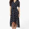 Limite Floral Belted Crossover Maxi Dress - Navy
