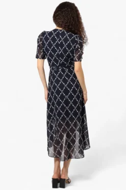 Limite Floral Belted Crossover Maxi Dress - Navy