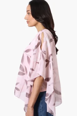 Limite Floral Cold Shoulder Poncho Blouse - Pink