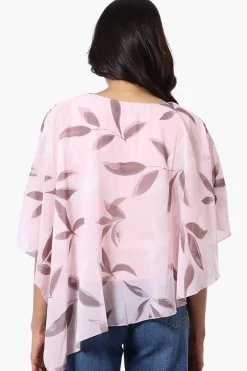 Limite Floral Cold Shoulder Poncho Blouse - Pink