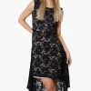 Limite Floral Lace High Low Prom Dress - Black