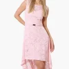 Limite Floral Lace High Low Prom Dress - Pink