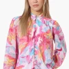 Limite Floral Mock Neck Sheer Blouse - Pink